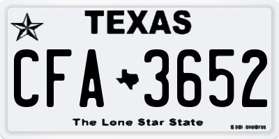 TX license plate CFA3652