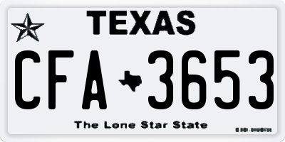 TX license plate CFA3653
