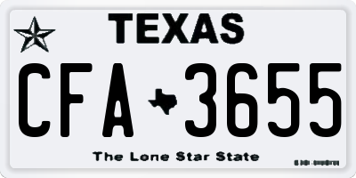 TX license plate CFA3655