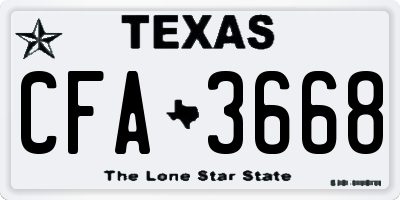 TX license plate CFA3668