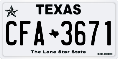 TX license plate CFA3671