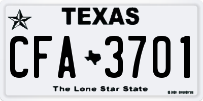 TX license plate CFA3701