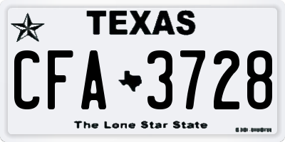 TX license plate CFA3728