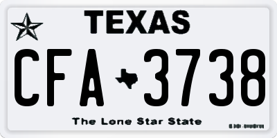 TX license plate CFA3738