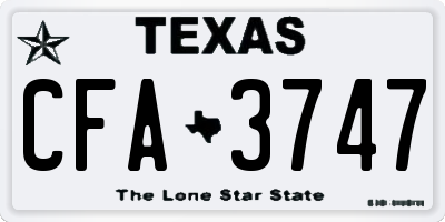 TX license plate CFA3747