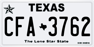 TX license plate CFA3762