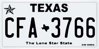 TX license plate CFA3766