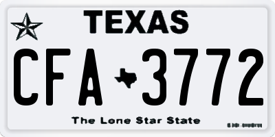 TX license plate CFA3772