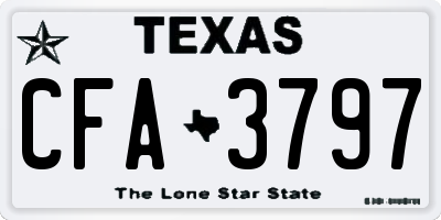 TX license plate CFA3797