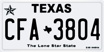 TX license plate CFA3804