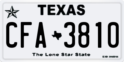 TX license plate CFA3810