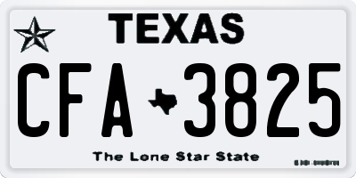 TX license plate CFA3825
