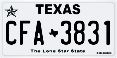 TX license plate CFA3831