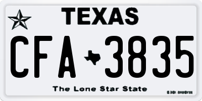 TX license plate CFA3835