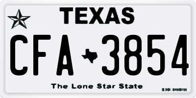 TX license plate CFA3854