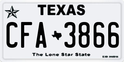 TX license plate CFA3866