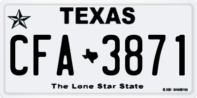 TX license plate CFA3871