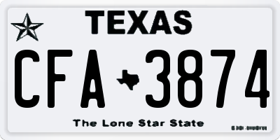 TX license plate CFA3874