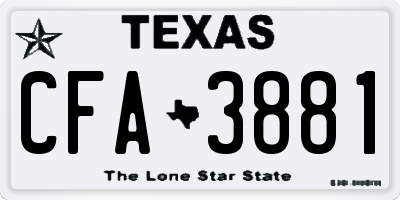 TX license plate CFA3881