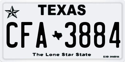 TX license plate CFA3884