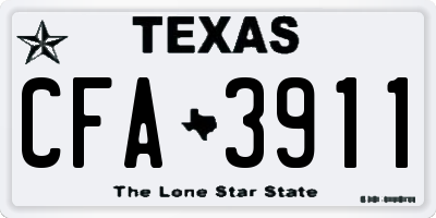 TX license plate CFA3911