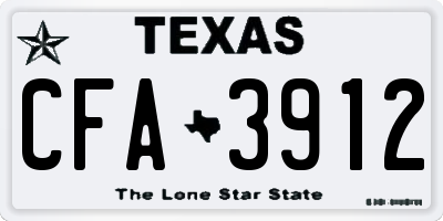 TX license plate CFA3912