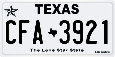 TX license plate CFA3921