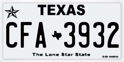 TX license plate CFA3932