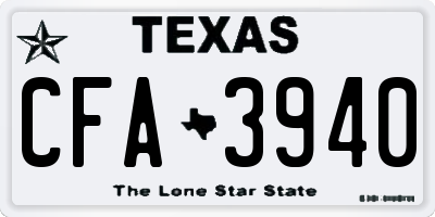 TX license plate CFA3940