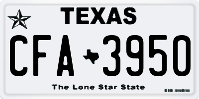 TX license plate CFA3950
