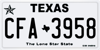 TX license plate CFA3958