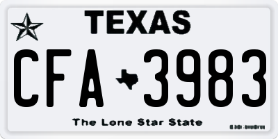 TX license plate CFA3983