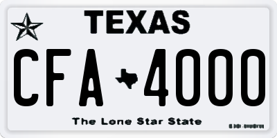 TX license plate CFA4000