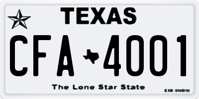 TX license plate CFA4001