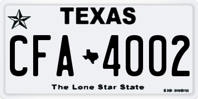 TX license plate CFA4002