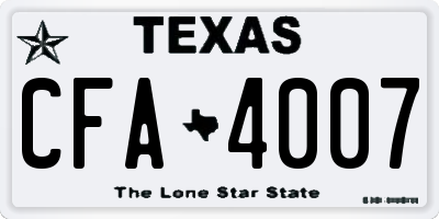TX license plate CFA4007
