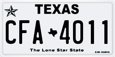 TX license plate CFA4011
