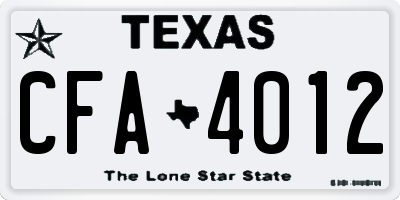 TX license plate CFA4012