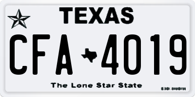 TX license plate CFA4019