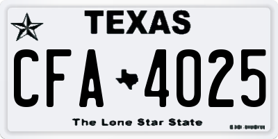TX license plate CFA4025
