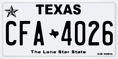 TX license plate CFA4026