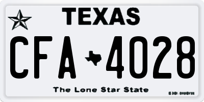 TX license plate CFA4028
