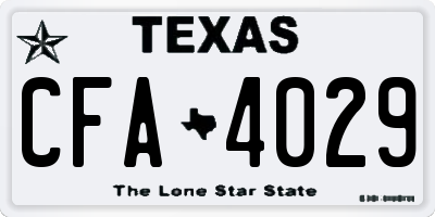 TX license plate CFA4029