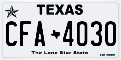 TX license plate CFA4030