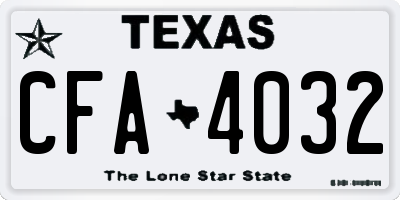 TX license plate CFA4032