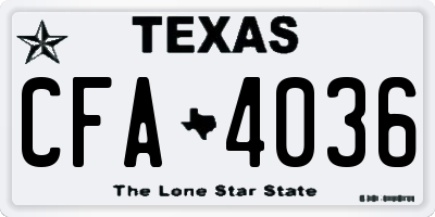 TX license plate CFA4036