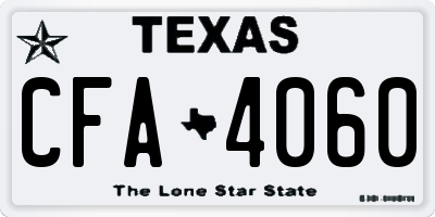 TX license plate CFA4060