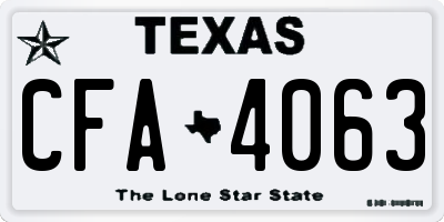 TX license plate CFA4063