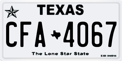TX license plate CFA4067