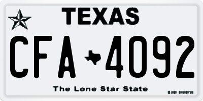 TX license plate CFA4092